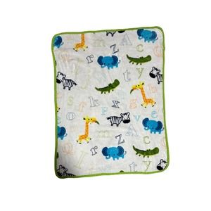 Lollypop Baby Blanket Green Alphabet Animals Giraffe Crocodile Elephant Tiger
